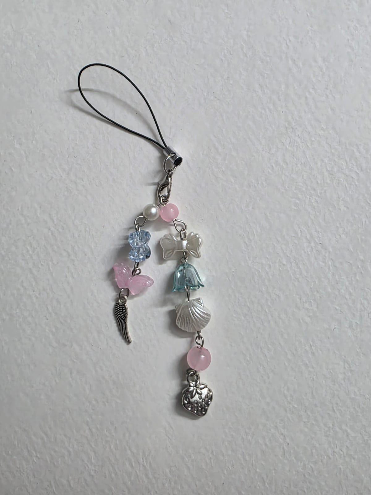 Strawberry Blue & Pink Phone Charm ⊹ ࣪ ˖