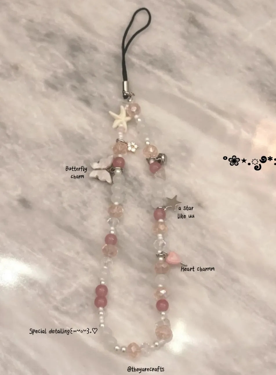 Handcrafted "Celestial Petals" Beaded Phone Charm 🌸✨
