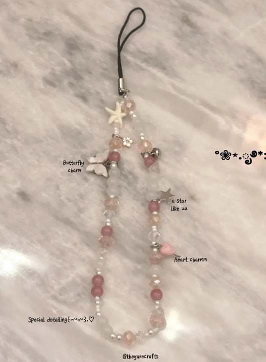 Handcrafted "Celestial Petals" Beaded Phone Charm 🌸✨