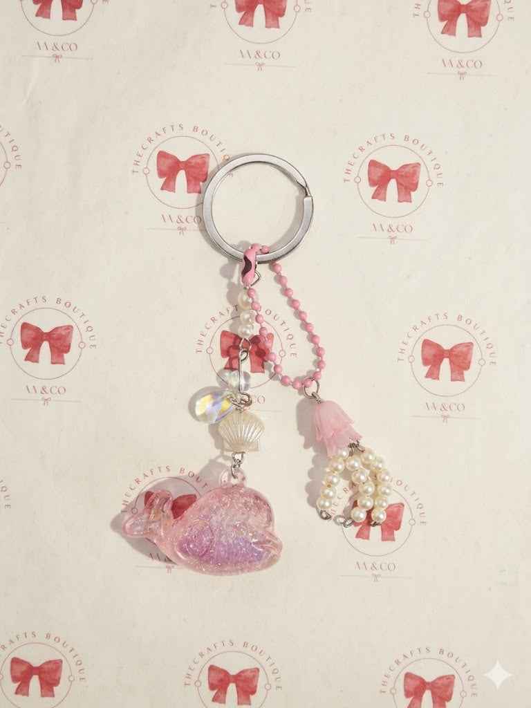 Ocean Whispers: Iridescent Whale & Lily Keychain