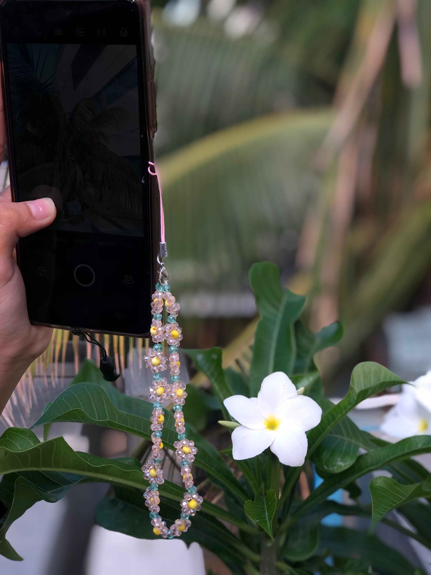 Flower Beaded Phone Charm