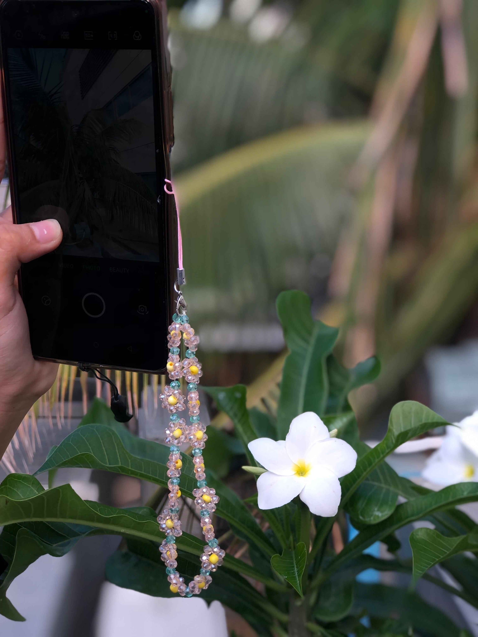 Flower Beaded Phone Charm