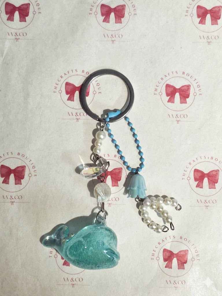 Ocean Whispers: Iridescent Whale & Lily Keychain