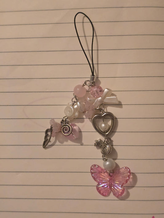 butterfly chunky pink phonecharm/bag charm౨ৎ