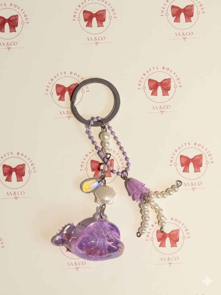Ocean Whispers: Iridescent Whale & Lily Keychain