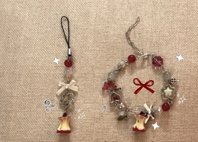 Apple Core & Coquette Charm Set 🍎🎀