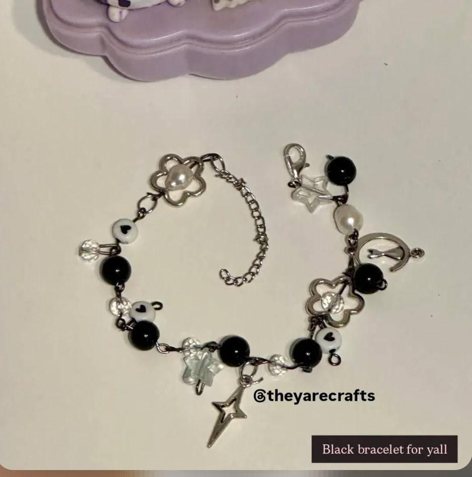 Midnight Star Monochrome Charm Bracelet 🌑✨
