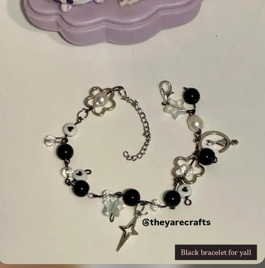 Midnight Star Monochrome Charm Bracelet 🌑✨